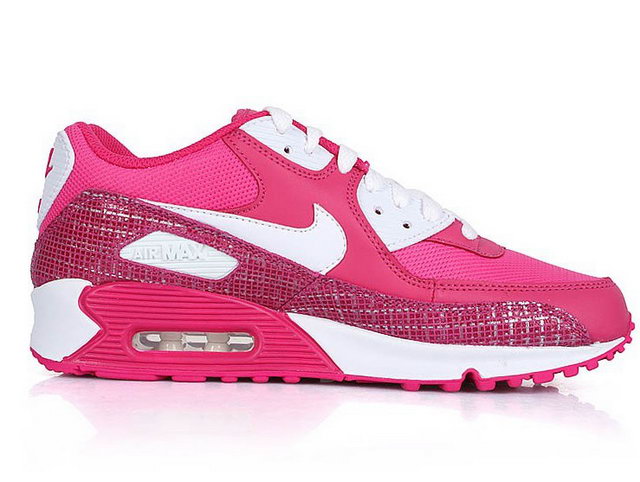 Womens Nike Air Max 90 Premium With Hot Pink White - Click Image to Close